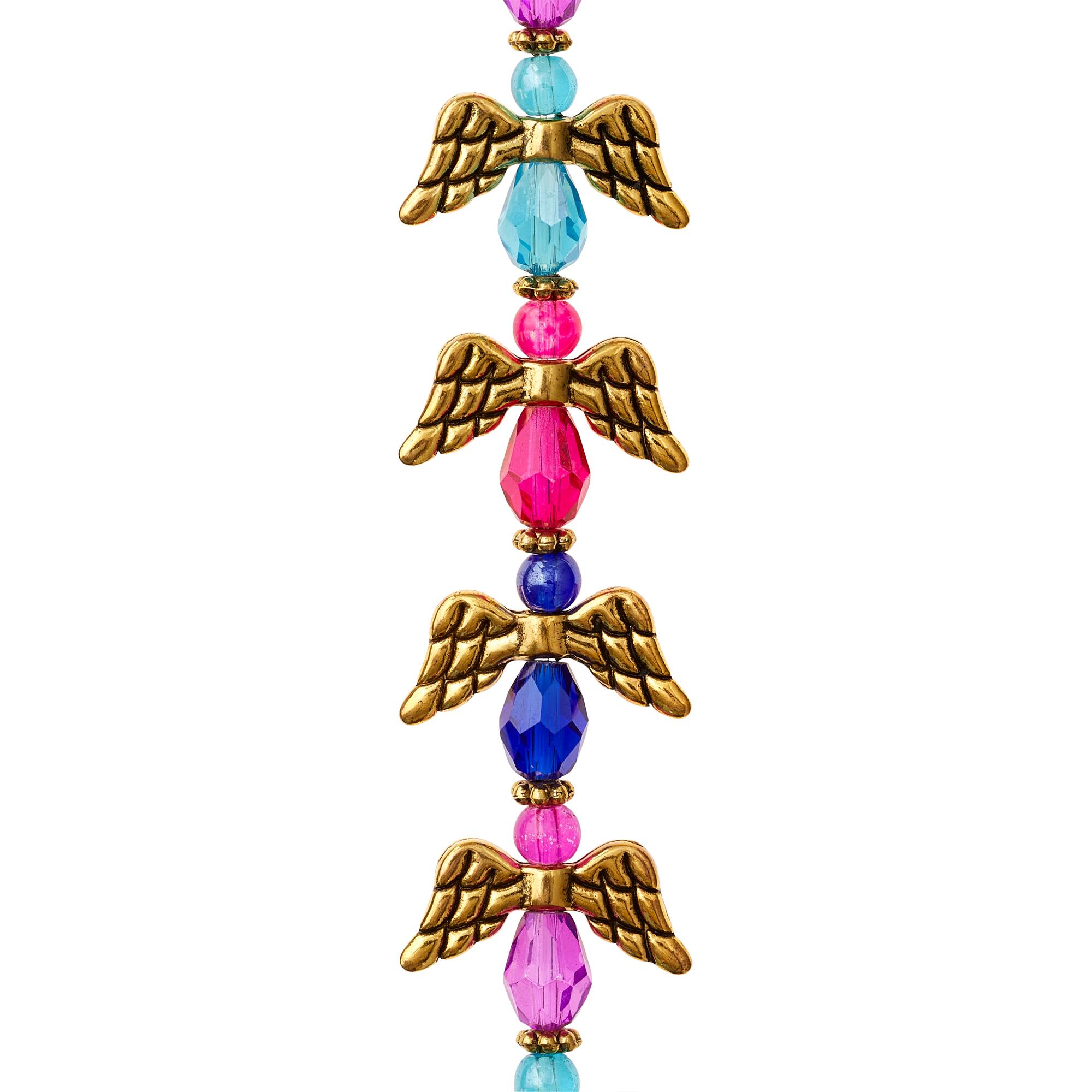 12 Pack: Blue & Purple Metal & Glass Angel Beads by Bead Landing™